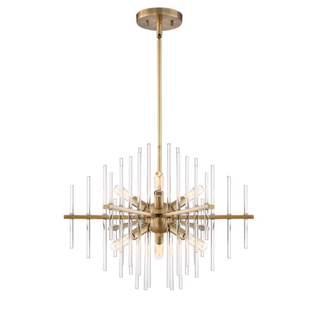 Designers Fountain Reeve 6 Light  Brushed Antique Bronze with Clear Glass Rods Chandelier For Dining Rooms 90486-BAB